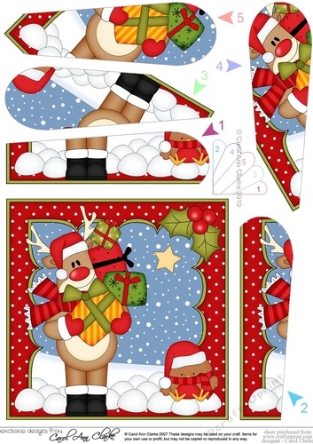 Christmas Rudolph has lots of Presents Fan Pyramage Topper