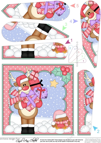 Christmas Rudolph has lots of Presents Fan Pyramage Topper