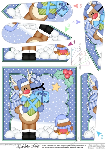 Christmas Rudolph has lots of Presents Fan Pyramage Topper