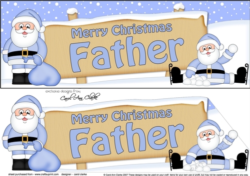large DL Merry Christmas FATHER with Santa 3D decoupage