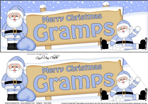 large DL Merry Christmas GRAMPS with Santa 3D decoupage