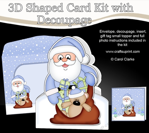 3D Shaped Christmas Card Kit  - Santa has a sack full of presents