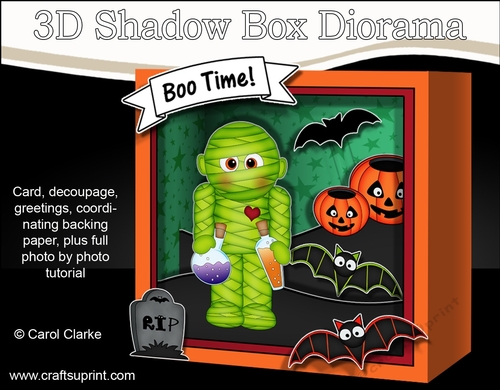 3D Halloween Diorama Shadow Box Card Mini Kit  - Mummy Gomez