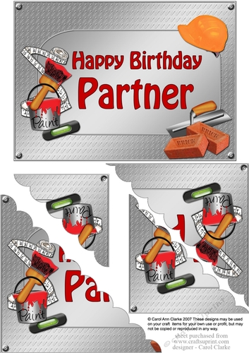 5x7 Handyman Tools Happy Birthday PARTNER Scallop Corner