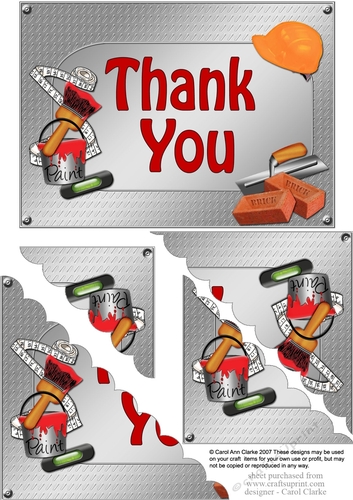 5x7 Handyman Tools THANK YOU Scallop Corner