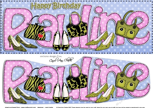 Large DL Happy Birthday PAULINE 3D decoupage