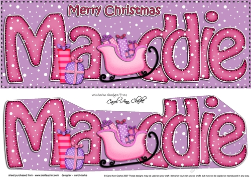 Large DL Merry Christmas MADDIE 3D decoupage 