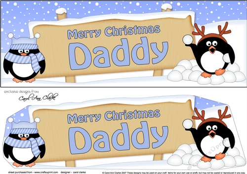 large DL Merry Christmas DADDY with Penguins Signpost 3D decoupage