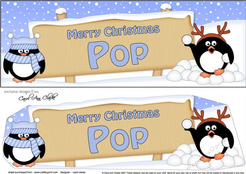 large DL Merry Christmas POP with Penguins Signpost 3D decoupage