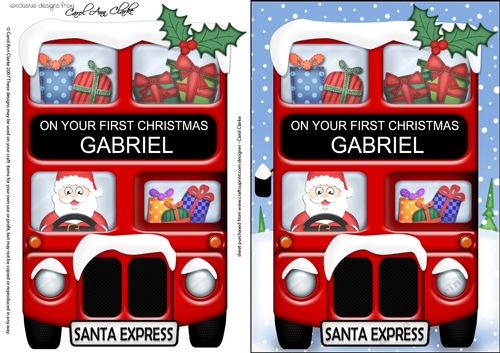 A5 Christmas Santa Express On your First Christmas GABRIEL 3D decoupage 