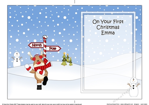 5 x 7 matching insert -  On Your 1st Chrismas EMMA with Rudolph