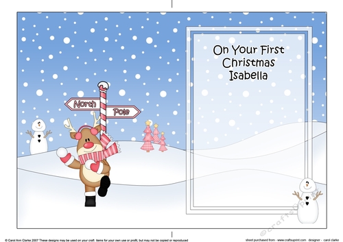 5 x 7 matching insert -  On Your 1st Chrismas ISABELLA with Rudolph
