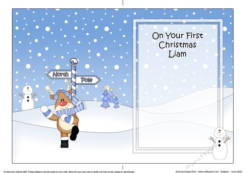 5 x 7 matching insert -  On Your 1st Chrismas LIAM with Rudolph