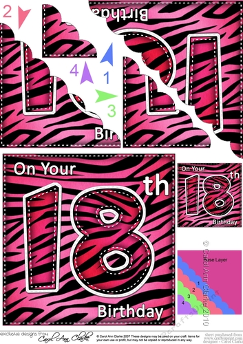Fun Zebra Striped 18th Birthday Scalloped Corner Stacker