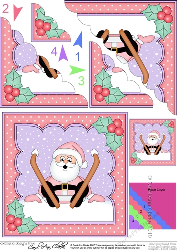 Oops Christmas Santa is Skiing Scallop Corner side stacker Topper