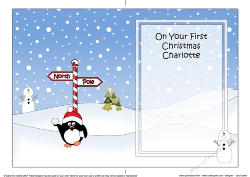 5 x 7 matching insert -  On Your 1st Chrismas CHARLOTTE with Penguin