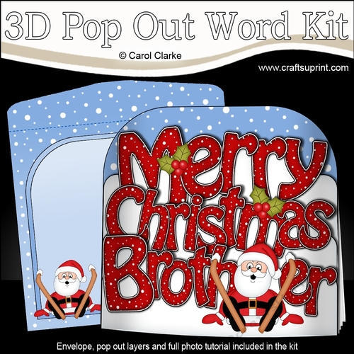 3D Pop Out Christmas Word Card Kit - Merry Christmas BROTHER with Santa
