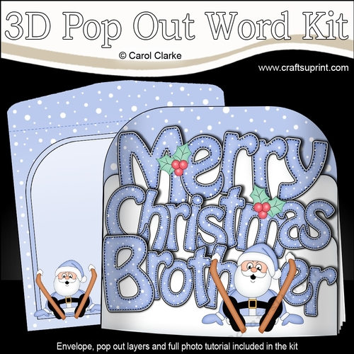 3D Pop Out Christmas Word Card Kit - Merry Christmas BROTHER with Santa