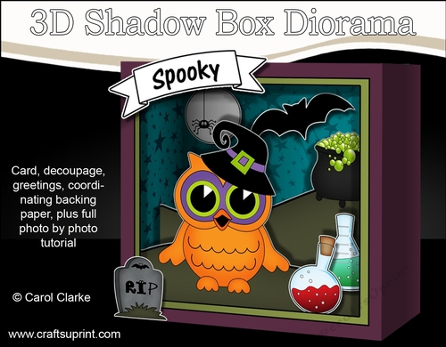 3D Halloween Diorama Shadow Box Card Mini Kit  - Owlvera Owl