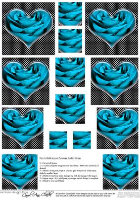 Romantic Rose Hearts Pyramage Sheet