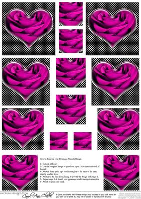 Romantic Rose Hearts Pyramage Sheet