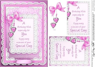 A5 Greetings, Lace and Pearls Quick Card with Pyramage