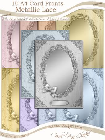 A4 Metallic Lace and Bow Card Fronts Kit