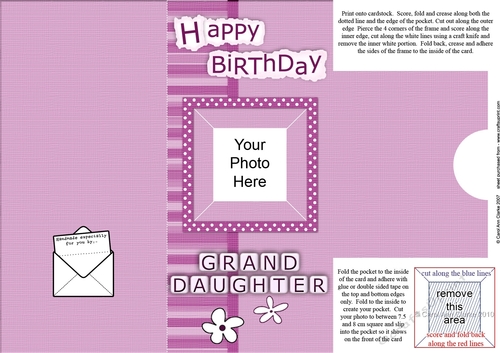Add a Photo Birthday Granddaughter with easy fold frame