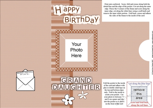 Add a Photo Birthday Granddaughter with easy fold frame