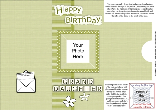Add a Photo Birthday Granddaughter with easy fold frame