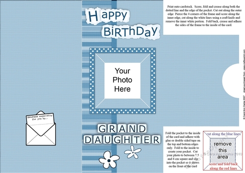 Add a Photo Birthday Granddaughter with easy fold frame
