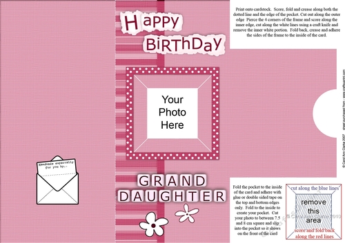 Add a Photo Birthday Granddaughter with easy fold frame
