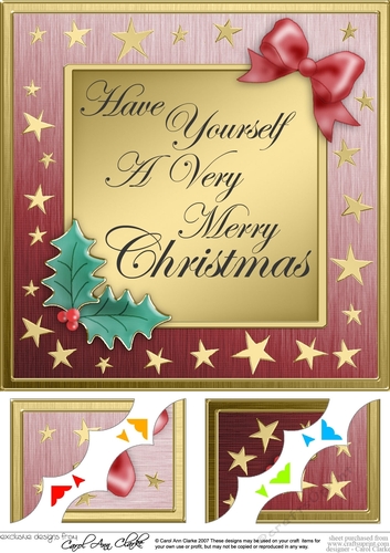8 x 8 Elegant Christmas Greetings Scalloped corner Topper