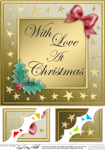 8 x 8 Elegant Christmas Greetings Scalloped corner Topper