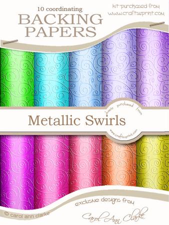 'metallic Swirls Embossed' Backing Papers Kit