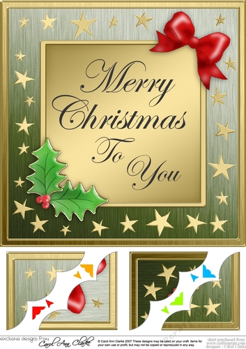 8 x 8 Elegant Christmas Greetings Scalloped corner Topper