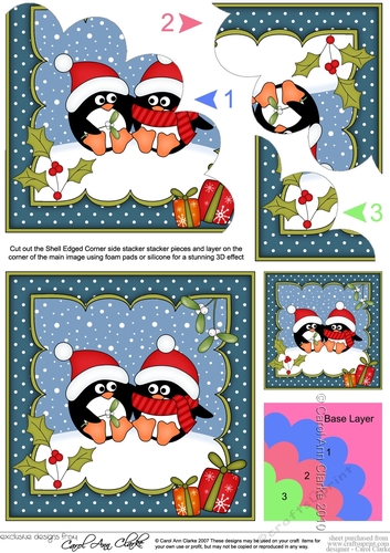 Christmas Pip Penguin is in Love Shell Edged Corner side stacker