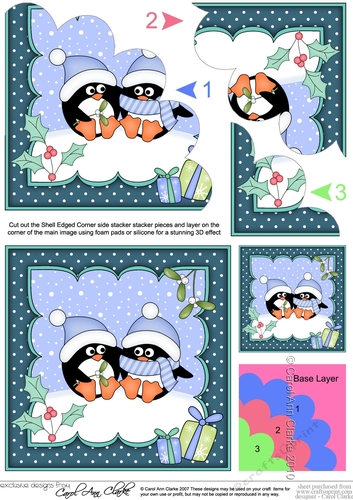 Christmas Pip Penguin is in Love Shell Edged Corner side stacker