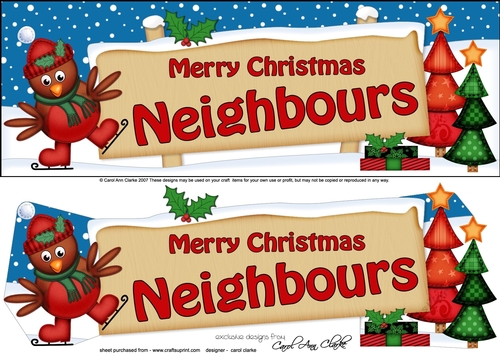 large DL Merry Christmas NEIGHBOURS with Robin 3d decoupage