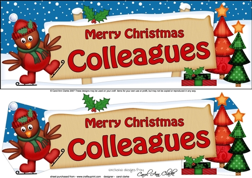 large DL Merry Christmas COLLEAGUES with Robin 3d decoupage