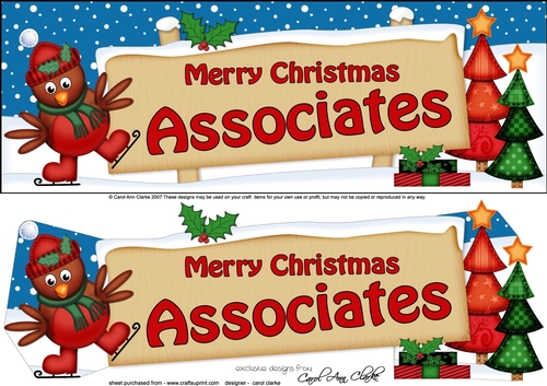 large DL Merry Christmas ASSOCIATES with Robin 3d decoupage