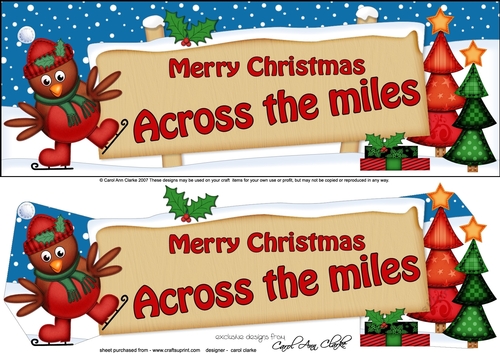 large DL Merry Christmas ACROSS THE MILES with Robin 3d decoupage