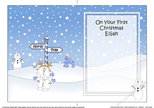 5 x 7 matching insert -  On Your 1st Chrismas ELIJAH with Snowball Sam