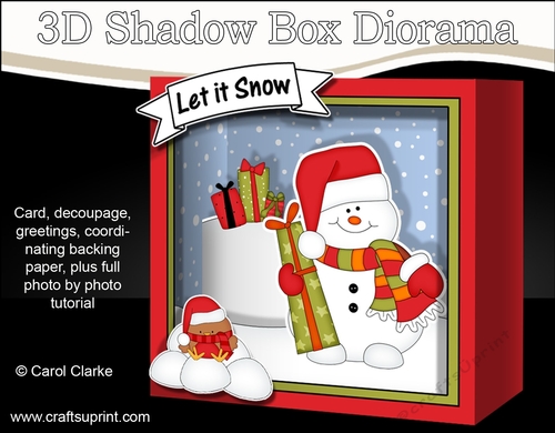 3D Christmas Diorama Shadow Box Card Mini Kit  - Snowman Oli has lots of Presents