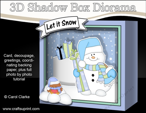 3D Christmas Diorama Shadow Box Card Mini Kit  - Snowman Oli has lots of Presents