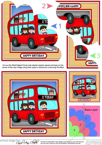 BIRTHDAY AGE BUS - 2 TODAY Shell Edged Corner Side Stacker