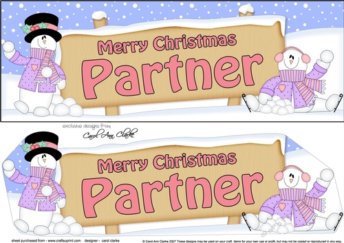 large DL Merry Christmas PARTNER with Snowman 3D decoupage
