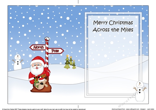 5 x 7 matching insert - Merry Christmas Across the Miles with Santa
