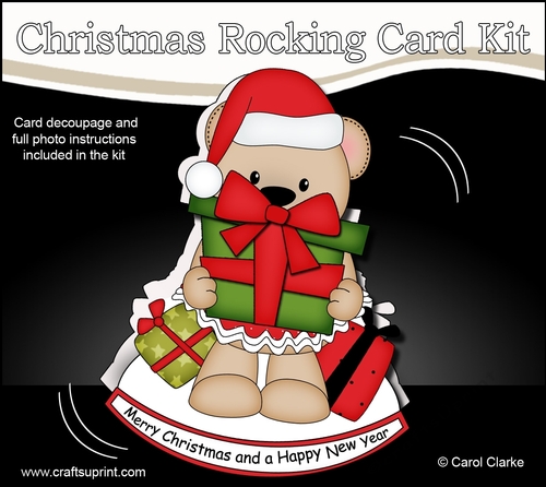 3D Shaped Rocking Christmas Card Mini Kit  - Livvy Bear has lots of Presents