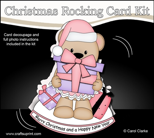 3D Shaped Rocking Christmas Card Mini Kit  - Livvy Bear has lots of Presents
